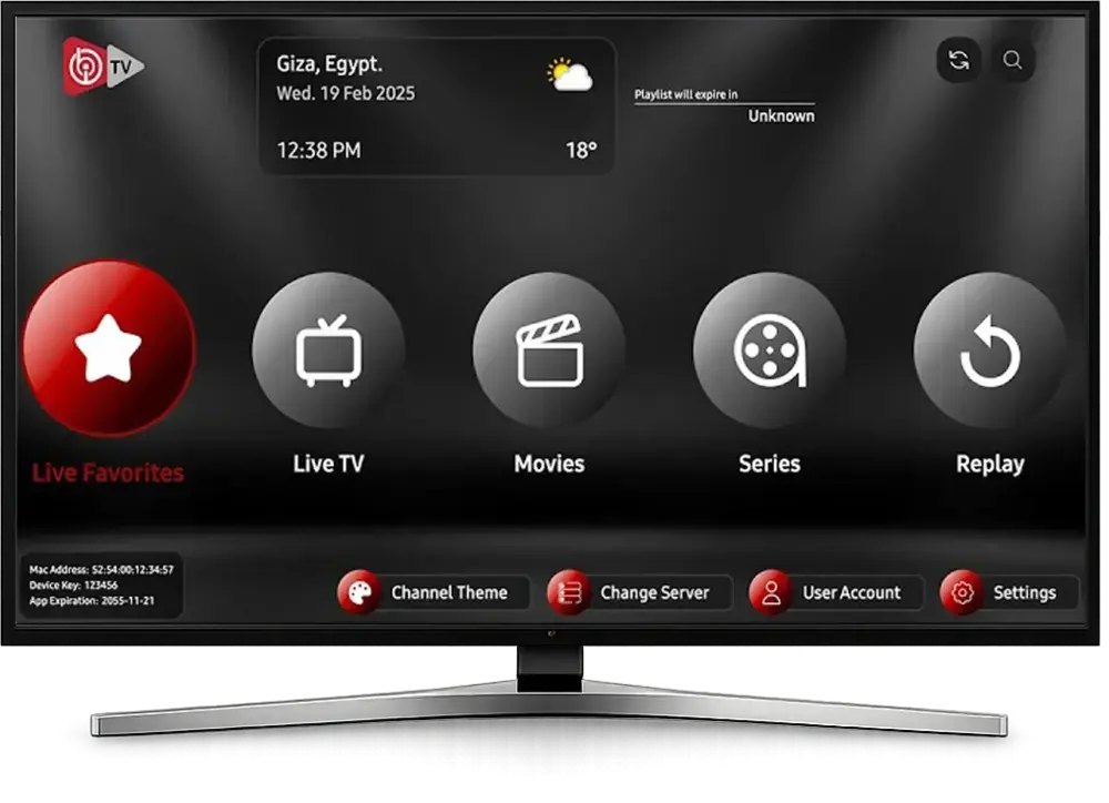 IBO Player app menu on a Smart TV screen
